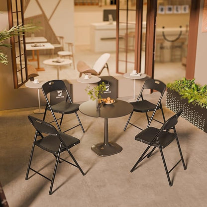 Bonnlo 6-Pack Black Plastic Folding Chairs, Portable Seat - Image 8