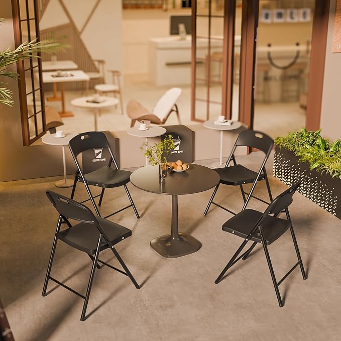 Bonnlo 2-Pack Black Plastic Folding Chairs, Portable Seat - Image 8