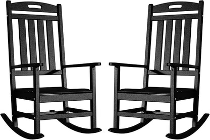 Outdoor Rocking Chair Set of 2, All-Weather Resistant Poly Lumber Rocker Chair by Adiromoti