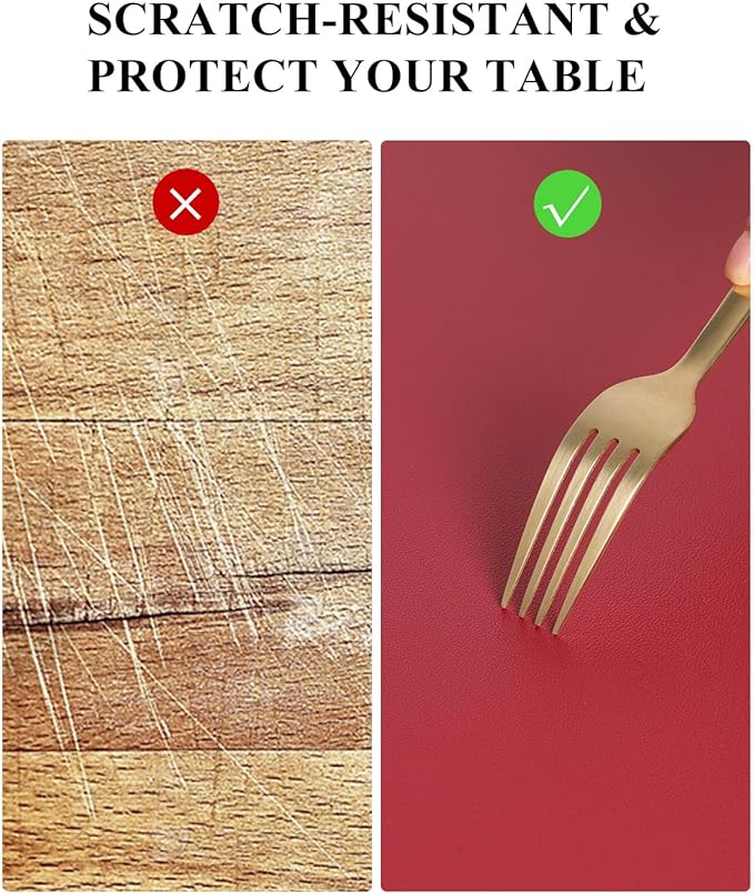 Wine Red Plastic Table Cover Protector, 42" x 60" Waterproof Easy Flat PVC Desk Pad Mat, 1.5mm Thick Rectangle Vinyl Table Top Protector for Dining Room Table, Office, Dresser