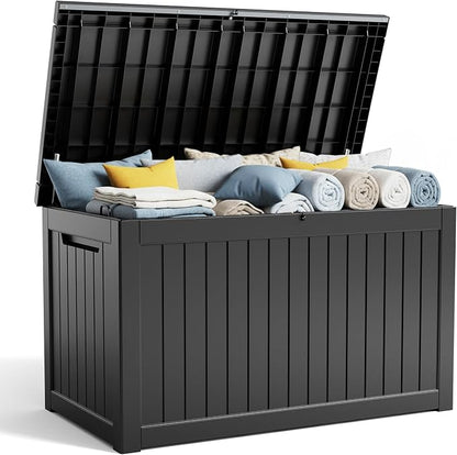 Deck Box - 280 Gallon Large Outdoor Storage Box, Waterproof Weatherproof Resin by MAIUSCOLI