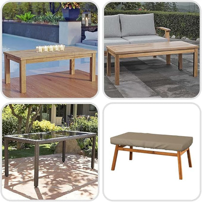 Covers & All Rectangle Table Top Cover, 12 Oz Waterproof UV & Weather Resistant Patio Table Cover, Outdoor Table Cover for Patio Furniture (100" L x 50" W x 5" H, Beige)