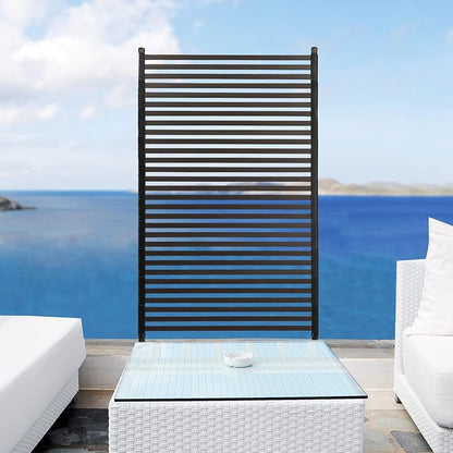 Metal Outdoor Privacy Screen,Freestanding Outdoor Divider Decorative Privacy Fence Screen,Freestanding Decorative Privacy Screen for Balcony Patio (Brown 90 * 180cm)