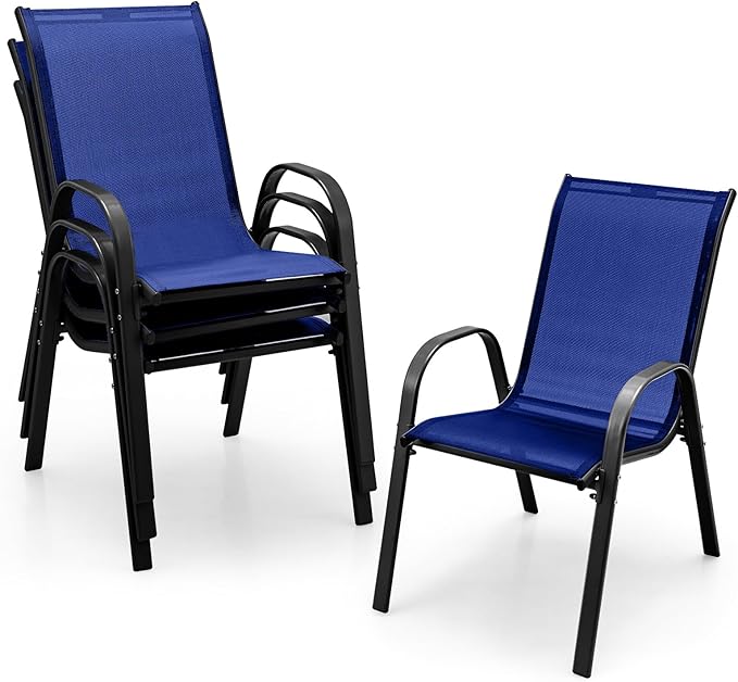 Tangkula Patio Dining Chairs Set of 4, Outdoor Stackable All Weather Heavy Duty by TANGKULA