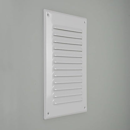 Square Ventilation Grille / 5" x 7" Inch Inside Measurement/White Metal Air Vent Louver - Inside/Outside use / 6.5" x 9.5" Inch Outer Measurement