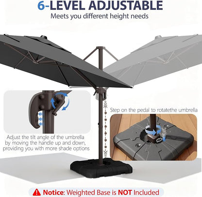 9' X 12' Cantilever Patio Umbrella Rectangle Outdoor Umbrella - Image 7