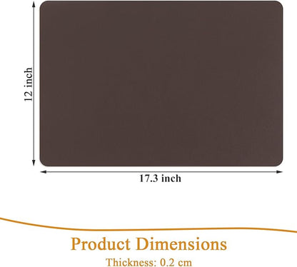 SHACOS Placemats Set of 6 Faux Leather Waterproof Leakproof Wipeable PU Non-Slip Vinyl Place Mats Heat Resistant Table Mats for Kitchen Dining Table Indoor Outdoor, Chocolate Brown