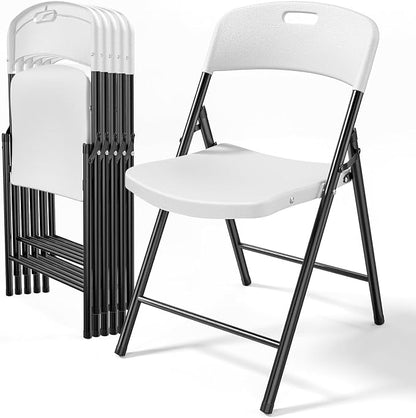 Bonnlo 6-Pack White Plastic Folding Chairs, Portable Seat by Bonnlo