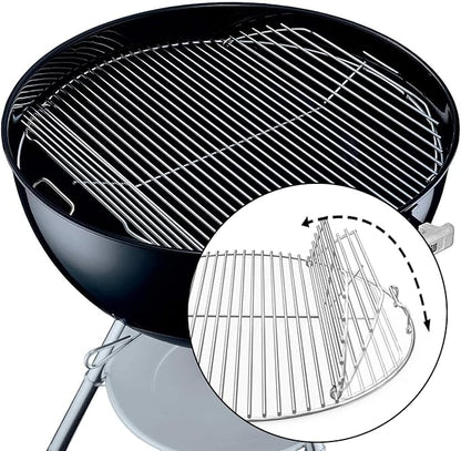 Hinged Cooking Grate for 22” Charcoal Grill, Round Charcoal Grate for Weber 7436, Grill Grate Replacement Part for Weber One-Touch, Smokey Mountain Cooker, 22" Kettle Charcoal Grill Parts with Handle