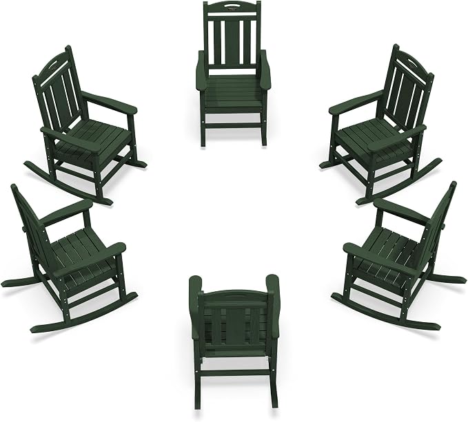 Oversized Outdoor Rocking Chairs Set of 6, 380lbs Heavy-Duty Large Patio Rocker by CIOKEA