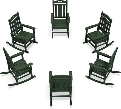 Oversized Outdoor Rocking Chairs Set of 6, 380lbs Heavy-Duty Large Patio Rocker by CIOKEA