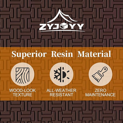 ZYJOYY 90 Gallon Resin Deck Box, Weatherproof Outdoor Storage Box for Patio, Garden, Pool, and Yard, Lockable Waterproof Bin for Tools, Cushions, and Accessories, Brown