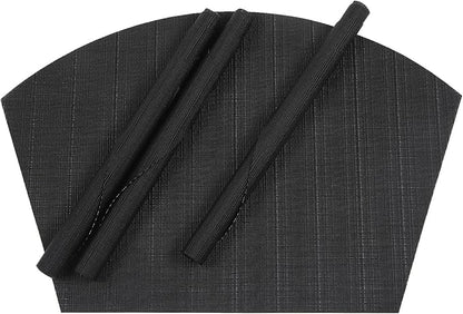 SHACOS Wedge Placemats Set of 8 Woven Vinyl Placemats for Small Round Table Place Mats Wipe Clean Non Slip Table Mats, Black