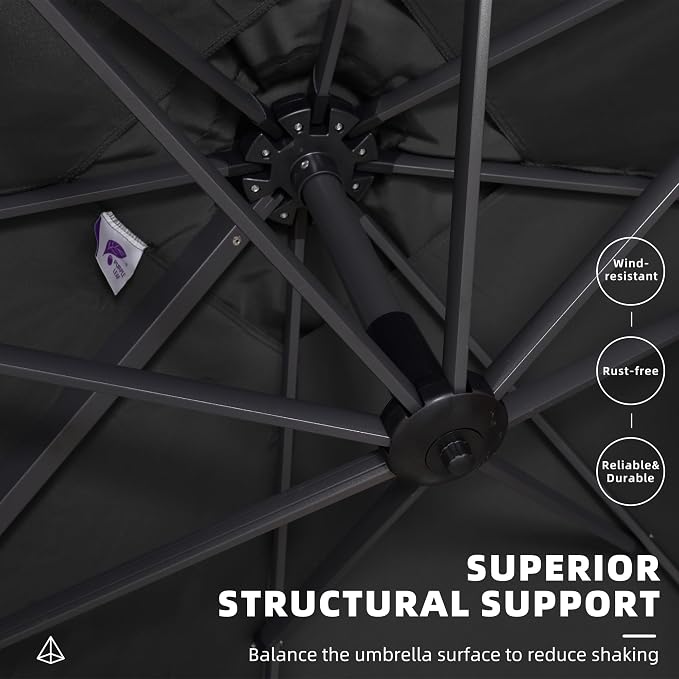PURPLE LEAF Patio Cantilever Umbrella 10' x 13' Large Space - Image 5