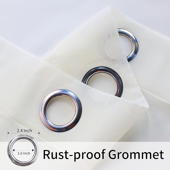 BONZER Sheer Outdoor Curtains for Patio Waterproof 2 Panels | Grommet - Image 3