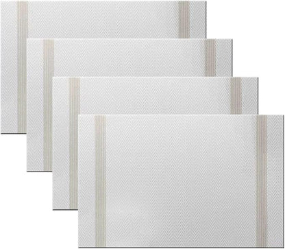 PIGCHCY Placemats Set of 4, Luxurious Elegant Placemats Non-Slip Washable Durable Table Mats for Home/Dining Room Decoration (White,18 X 12 inches)