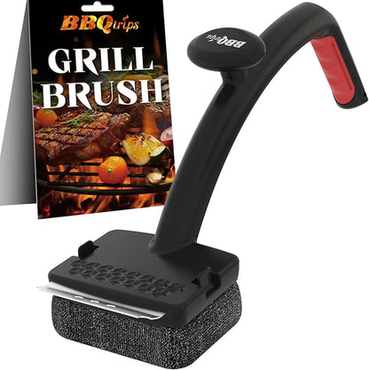 Grill Brush Bristle Free, Grill Brush for Outdoor Grill, Grill Brush and Scraper, Steam Grill Cleaner Brush with Replaceable Steel Fiber Woven Cleaning Head for Grill/Smoker/Gas/Charcoal Grill