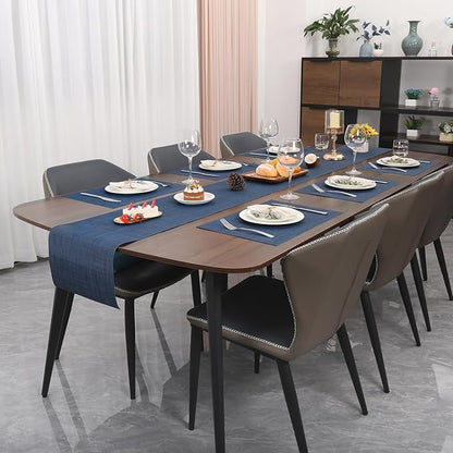 Myir JUN Table Runner, Vinyl Table Runner Indoor 72 Inch Long Arbitrarily Cropped Runner for Table Heatproof for Home Party (Dark Blue, 15 x 72 inch)
