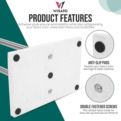 Free Standing Towel Rack for Bathroom - Brushed Nickel Finish - Stand Alone 2 Tier Stainless Steel Towel Rack for Bathroom Floor with Heavy Marble Base, Double T Shape Drying Stand for Towels