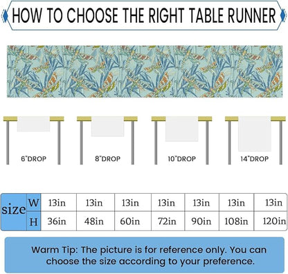 Watercolour Dragonflies Table Runner Kitchen Dining Table Runner 13*120in Table Center Decor for Indoor Outdoor Home Holiday Party