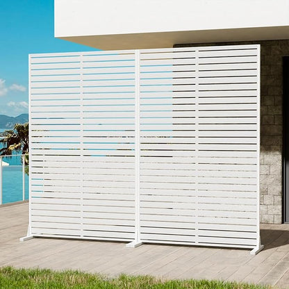 Privacy Fence Screen with Stand 6 Panel 72" H×47" W HDPE Decorative Panels with Steel Poles and Stand, Air Conditioner Fence Panels, Privacy Screen for Outdoor Backyard, Balcony, Pool
