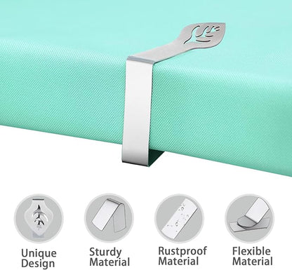 Table Cloth Holder Clips 10 Pack, Leaf Shape Picnic Tablecloth Clip Outdoor Large Heavy Duty Stainless Steel Decorative Cover Clamp Pin for Party Wedding Restaurant Camping RV Essential Accessories