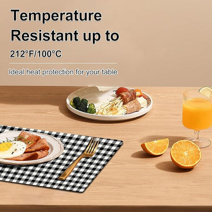 Lattice Placemats Set of 4 - Abstract Leather Heat Resistant Placemats for Dinner Table, Non-Slip Waterproof Oil-Proof Washable Reusable Placemat for Indoor Outdoor Kitchen Decor, 15.75In*11.81In