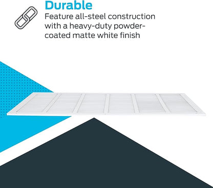 EZ-FLO 30 x 12 Inch White Return Vent Cover for Wall or Ceiling, Solid Steel Grille, HVAC Air Return, 61648 (Pack of 5)