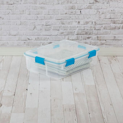 Sterilite 12-Pack Gasket Box, Weather-Resistant Storage Bins with Latching Lids, 37 Quart - Heavy-Duty Organizing Containers for Closet, Bathroom, and Office