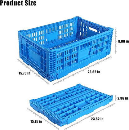Collapsible Storage Bin/Crates，52L Foldable Baskets,Storage Baskets and Bins for Toys, Home and office Storage, Stackable Crates for Home Organization（Blue）