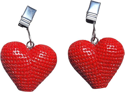 TwoFish Home Set of 4 Red Heart Tablecloth Weights Clips Red Heart Handicraft Tablecloth Clamps Pack of 4