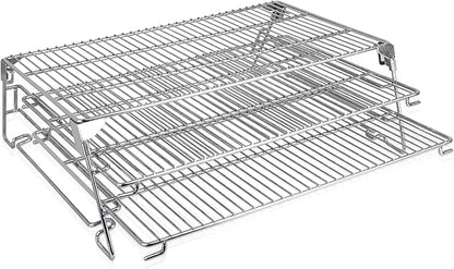 21" 3-Tier Foldable Sliding Jerky Racks for Traeger, Pit Boss, GMG, Camp Chef and More Smoker Grills, 830"² Cooking Space Expansion Accessory for Barrel Pellet Grills
