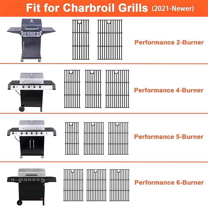17" Grill Grates for Charbroil Performance 4 Burner 463352521 463354021 463365522 463365021 463350521, Cooking Grids for Charbroil Grills, Replacement Parts for G426-0004-W1 G426-0005-W1, Cast Iron