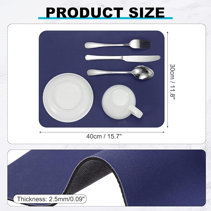 uxcell Silicone Mats for Kitchen Counter, 15.7" x 11.8" Non-Slip Countertop Protector Mat Heat Resistant Coffee Mat Waterproof Table Placemat, Dark Blue