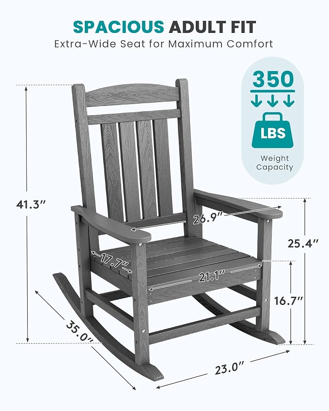 SERWALL Outdoor Rocking Chair Set of 4, Patio Rocking Chair, Porch Rocker - Image 2