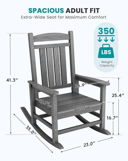 SERWALL Rocking Chair Outdoor, HDPE Patio Rocking Chairs, Porch Rocker - Image 2