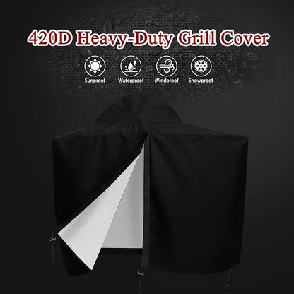 Charcoal Grills Cover for SNS Grills 22", 420D Heavy Duty Water-Resistant BBQ Grill Cover Outdoor Grill Cover Waterproof Griddle Covers with Drawstring, Black