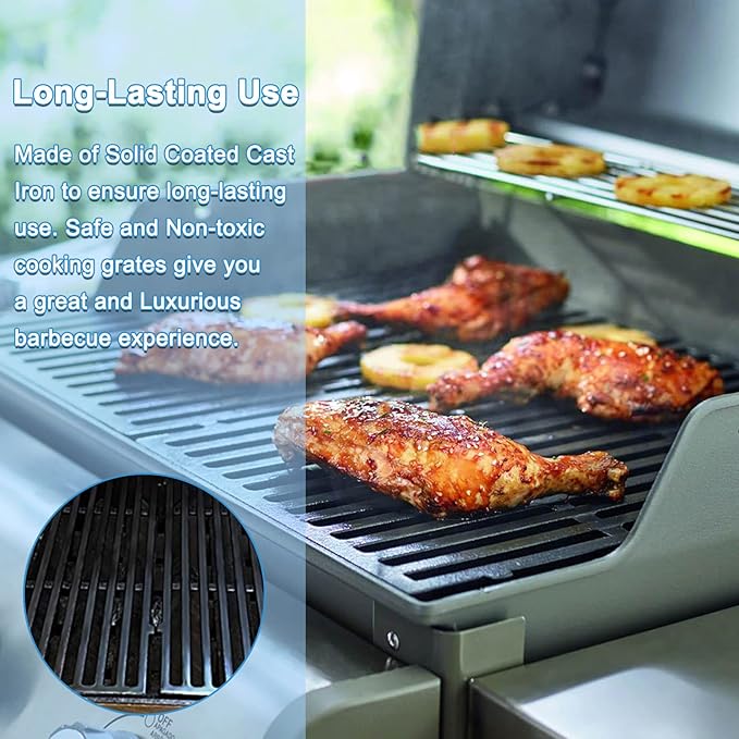 Adviace 17.5 Inch 7638 Cast Iron Grill Grates Replacement for Weber Spirit I & II 300 Series, Spirit E/S-310, E/S-320, E/S-330, Genesis Silver B/C, Spirit 700, Genesis Gold B/C, Genesis Platinum B/C.