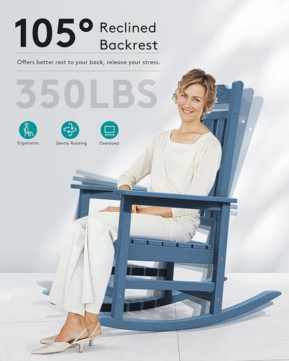 SERWALL HDPE Oversized Outdoor Rocking Chairs Set of 6, Patio Rocker, All - Image 3
