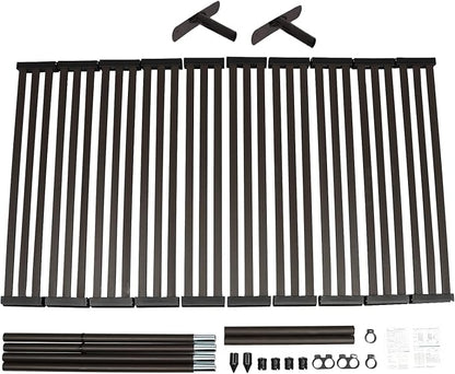 Outdoor Privacy Screens Freestanding, 35.5" W x 71" H Metal Slatted Decorative Privacy Screen and Panels with Stand, Brown Backyard Panels for Garden Patio
