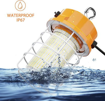 80W LED Temporary Work Light 12000Lm 5000K Construction Lights Led Work Light IP67 Dust Waterproof Portable Lights with Stainless Steel Guard Hook for Mine Wharf Job Site Garage Factory Lighting