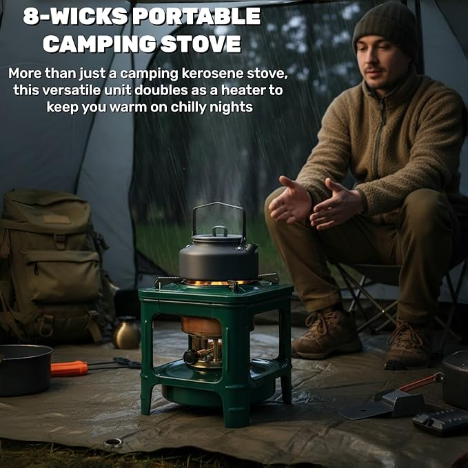 Picnic Burner Furnace, Kerosene Stove, 8-Wick Portable Camping Stove, Outdoor Diesell Cooking Stove, Compact Outdoor Cookware for Backpacking Hiking Adventure Camping