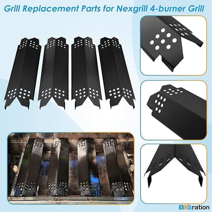 Replacement Parts for Nexgrill 4-Burner 720-0830 720-0830H 720-0830A 720-0830HR 720-0830T, Cooking Grate, Heat Shield and Burner Kit for Nexgrill Replacement Parts 4-Burner