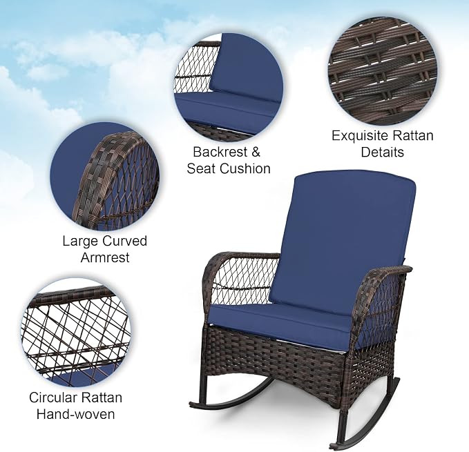 3 pcs Rocking Bistro Set Conversation Chairs - Image 5