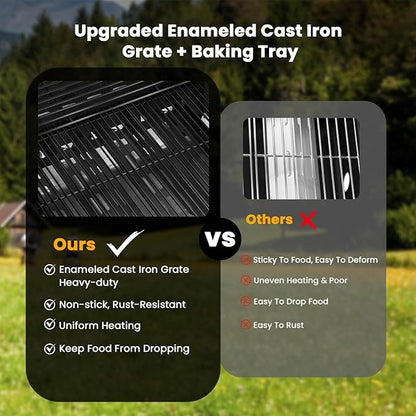 4-Burner Gas Grill with Side Burner,Stainless Steel Propane Grill with Porcelain-Enameled Grills,Built-In Thermometer,42000BTU BBQ Grill for Outdoor Cooking and Patio Barbecues