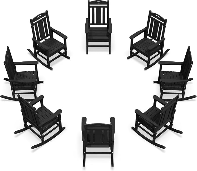 Oversized Outdoor Rocking Chairs Set of 8, 380lbs Heavy-Duty Large Patio Rocker by CIOKEA