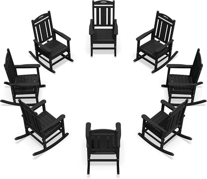 Oversized Outdoor Rocking Chairs Set of 8, 380lbs Heavy-Duty Large Patio Rocker by CIOKEA