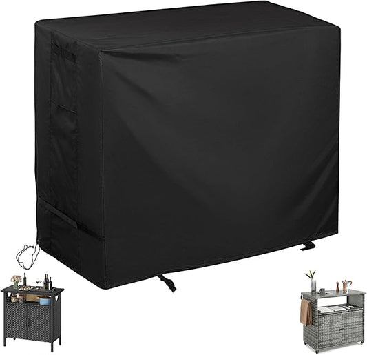 Outdoor Storage Cabinet Cover for Wicker Outdoor Bar Cart, Outdoor Bar Table Cover for Patio Storage Bar Table/Wicker Console Table/Rattan Cabinet Sideboard