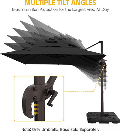 10x10 FT Patio Cantilever Umbrella, Rectangular Heavy Duty Offset Umbrella - Image 3