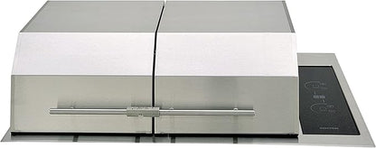 Kenyon Texan Built-In Electric Grill for Stone Counter, Standard Lite-Touch, Stainless Steel Grill with Split Lid for Indoor and Outdoor Use, 2 Burners, Quick Heat Up, Dishwasher Safe Grate, 240V